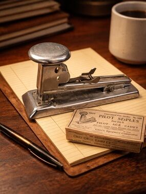 Vintage Pilot Model 402 Stapler w/ Original Staples | Ace Fastener USA Office